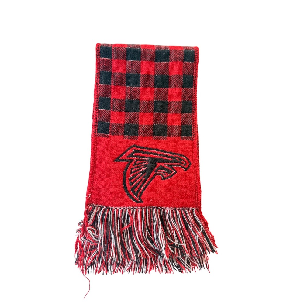 FOCO Atlanta Falcons Scarf Red Black Buffalo Plaid Knit Fringe STA0618-00001‎
